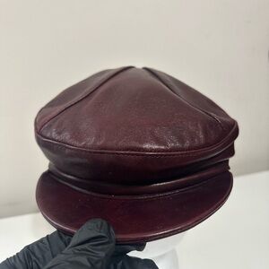 Gigi Burris Women’s Millinery Burgundy Leather Newsboy Cap